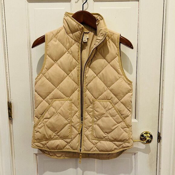 J.Crew Quilted Puffer Down Vest Beige size Small - Picture 2 of 16